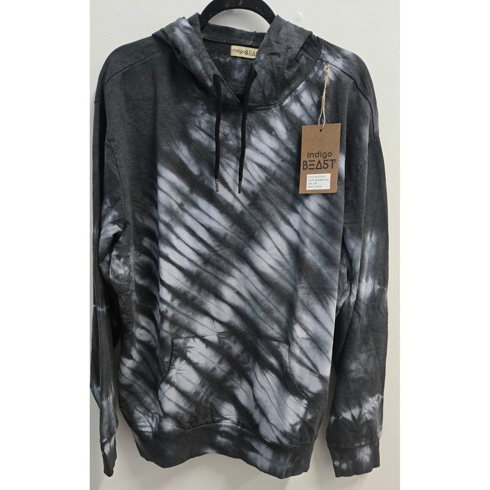 Indigo Beast Black Grey Tie Dye Pullover Hoodie 2XL IB-312023